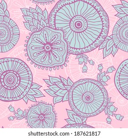 Tender and graceful hand painted textured summer vector seamless pattern.