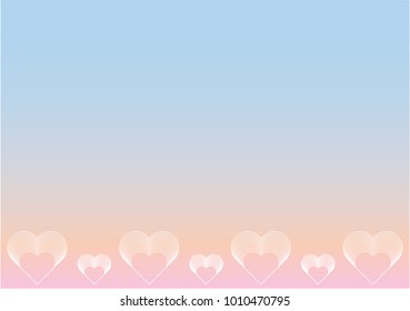 Tender gradient template with a gentle white hearts ornament