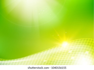 Tender green light abstract background. Rectangle geometric pattern over abstract futuristic background. Vector illustration, contains transparencies, gradients and effects.