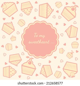 tender greeting card with cupcakes and text