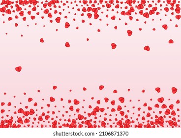 Tender Heart Background Pink Vector. Love Pattern Confetti. Fond Art Frame. Pinkish Confetti Fall Illustration. Purple Rain Texture.