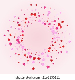 Tender Heart Background Pink Vector. Amour Backdrop Confetti. Violet Anniversary Texture. Pinkish Confetti Shape Illustration. Lilac Party Frame.