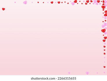 Tender Heart Background Pink Vector. Amour Texture Confetti. Purple Wedding Frame. Violet Confetti Happy Pattern. Lilac Random Illustration.