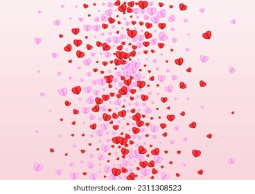 Tender Heart Background Pink Vector. Elegant Backdrop Confetti. Fond Mother Frame. Red Confetti Art Texture. Pinkish Volume Pattern.