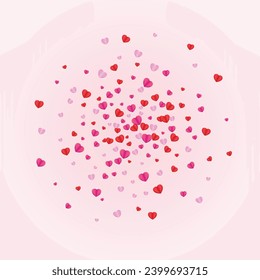 Tender Heart Background Pink Vector. Sweetheart Illustration Confetti. Lilac Shape Backdrop. Pinkish Heart Card Pattern. Violet Party Texture.