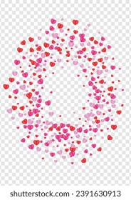 Tender Heart Background Transparent Vector. Art Texture Confetti. Red Wallpaper Backdrop. Pink Heart Day Pattern. Fond Mother Frame.