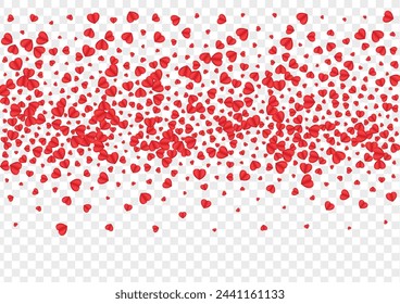 Tender Heart Background Transparent Vector. Romance Texture Confetti. Violet Present Backdrop. Fond Heart Greeting Illustration. Red Design Pattern.