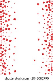 Tender Heart Background White Vector. Rain Texture Confetti. Pink Party Backdrop. Violet Confetti Blank Pattern. Red Anniversary Frame.