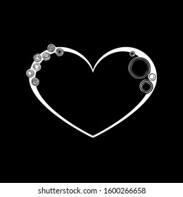 Tender heart made of spirals and black monograms in vintage style. For people in love for the holidays.
