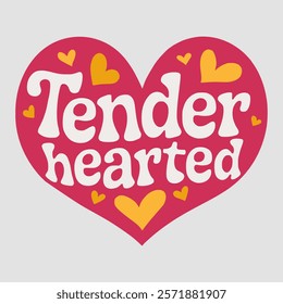 Tender hearted in typography text about valentine vector transparent background