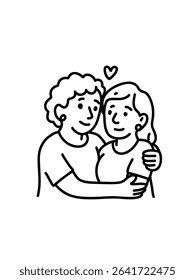 Tender hug between mother and child , vector illustration