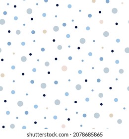 Tender hygge polka dot in random order seamless pattern vector illustration, decorative texture of round circles in random order, simple repeat ornament