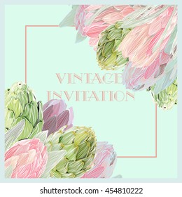 tender, juicy, beautiful, ethereal, delicate, stylish design of the wedding invitation. vector illustration
vintage invitation