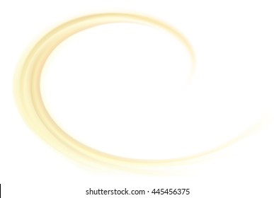 Tender light ecru color eddy flow fond. Closeup view with space for text in glowing center. Sweet yummy tasty volute beige milky choco rippled surface