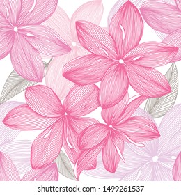 Tender Lilies flowers seamless pattern.  Openwork floral pattern with pink lilies. Flower lace pattern. Doodle. Abstract vector illustration.
Wedding Invitation or greeting card with lace pattern.