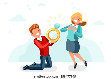 Tender man on dating have romance with his wife, together in joy holding emotions for togetherness. Husband in loving time, relaxed male romantic cartoon. Fall in love concept flat vector illustration