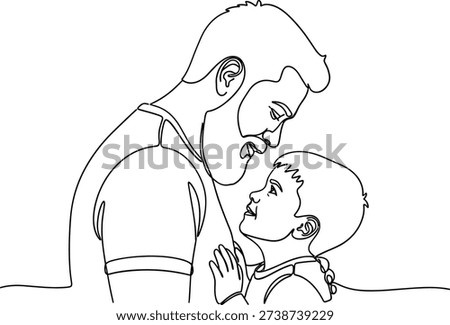 Tender moment between a loving father and his little boy