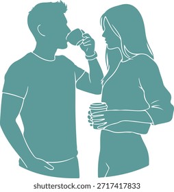A tender moment between two people as they share a coffee cup, conveying a sense of closeness and connection in a modern, urban setting.
