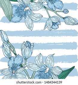 Tender orchid editable striped template for social networks. Vector design background