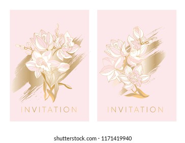 Tender orchid flowers pattern for header, card, invitation, poster, cover and other web and print design projects. Elegant floral design element.
