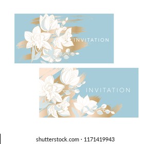 Tender orchid flowers pattern for header, card, invitation, poster, cover and other web and print design projects. Elegant floral design element.
