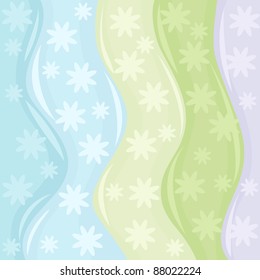 tender pastel abstract background with waves and flowers for your design