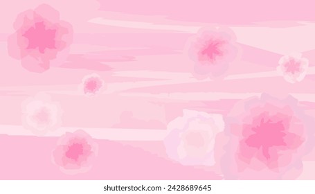tender pink color cherry sakura flower watercolor drawn banner, background, template, layout for text space. spring theme ornament art 