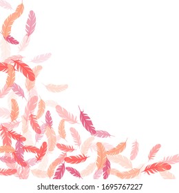 Tender pink flamingo feathers vector background. Easy plumelet ethnic indian graphics. Plumage trendy fashion shower decor. Detailed majestic feather on white design.