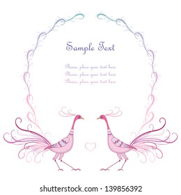 Tender pink frame with two birds