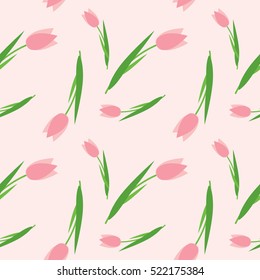 Tender pink tulips in the seamless pattern. Background for wedding invitation