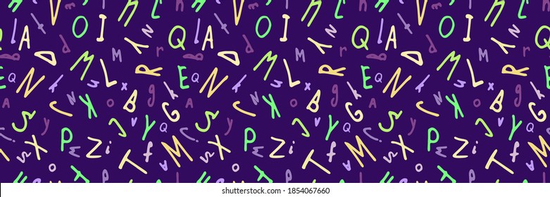 Patrón de letras de chile púrpura tender, patrón sin fisuras vectorial. Fondo secundario repetido para papel de pared, recubrimiento de cuaderno, tarjeta de saludo, textil de mochila. EPS10 