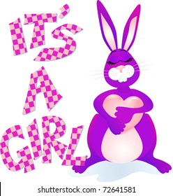 Tender rabbit announces the birth of a child, vector