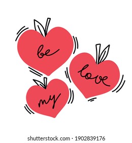 Tender red heart with words - be my love - for St.Valentines Day