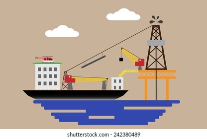 Tender rig offshore Vector Illustration