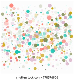 Tender Romantic Confetti, Glitter Vector Wedding Texture. Valentine, Party, New Year or Birthday Celebration Falling Dots, Flying Circles Festive Background. Cool Love, Romance Elegant Confetti.