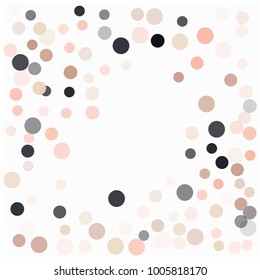 Tender Romantic Confetti, Hipster Wedding Vector Texture. Christmas, Valentine, Party or Birthday Celebration Flying Circles, Festive Falling Dots Background Love, Romance Scent Confetti Border.