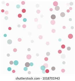 Tender Romantic Confetti, Hipster Wedding Vector Texture. Christmas, Valentine Birthday Party Celebration Flying Circles, Festive Falling Dots Background. Cool Love, Romance Elegant Background.