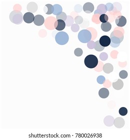 Tender Romantic Confetti, Hipster Wedding Vector Texture. New Year, Valentine, Party or Birthday Celebration Falling Dots, Flying Circles Festive Background. Cool Love, Romance Elegant Background.