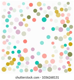 Tender Romantic Confetti, Showering Glitter Vector Texture. Christmas, Valentine, Party or Birthday Celebration Flying Circles, Festive Falling Dots Background Love, Romance Elegant Confetti Frame.