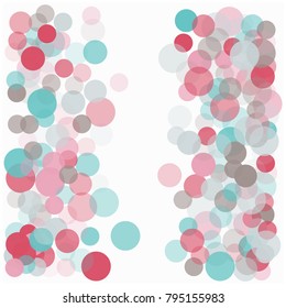 Tender Romantic Decoration, Glitter Wedding Vector Confetti. Christmas, Valentine Birthday Party Celebration Flying Circles, Magic Falling Dots Background. Love, Romance Scent Confetti Border.