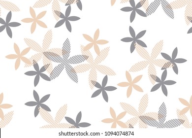 Tender rosy beige floral seamless pattern. Abstract simple geometric vanilla flowers for perfume package, background, wrapping paper, fabric. Endless repeatable motif for surface design.
