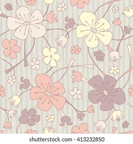 Tender seamless background with cartoon flowers