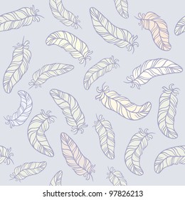 Tender seamless background with feathers