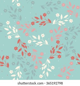 Tender seamless pattern with cute flowers and leaves. Floral seamless pattern can be used for linen, napkin designs, textile, wallpaper and more creative designs.