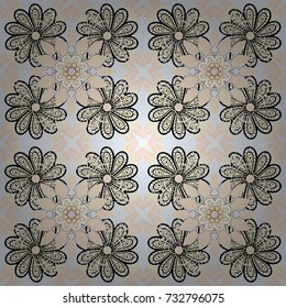 Tender seamless pattern with flowers. Gentle, spring floral on neutral, beige and black colors. Vector illustration. Vector floral illustration in vintage style.