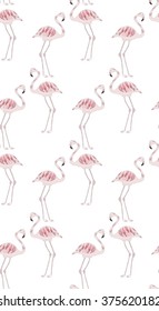 Tender seamless pattern with pink flamingo. Vector background 
