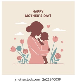 A tender silhouette of a mother holding her baby, a sweet Mother's Day image.