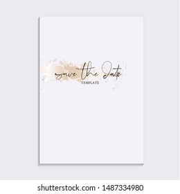 Tender soft gold design. Wedding save the date invitation cards with Luxury gold marble texture background and Abstract liquid style vector design template