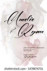 Tender soft rose grey ink  watercolor. Wedding with beautiful hand drawn tender background. Includes Invintation card  templates. Vector