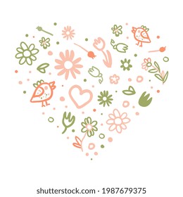 Mano de muelle de licitación con flores en el reglaje de vectores cardíacos